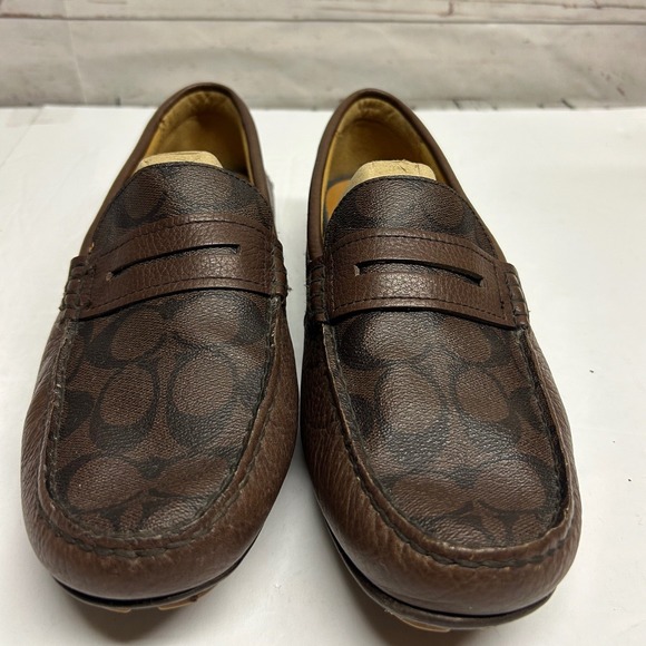 Coach Mercer Penny Loafers Mens 9 Mahogony Brown Signature Leather Driving Shoes main image 4